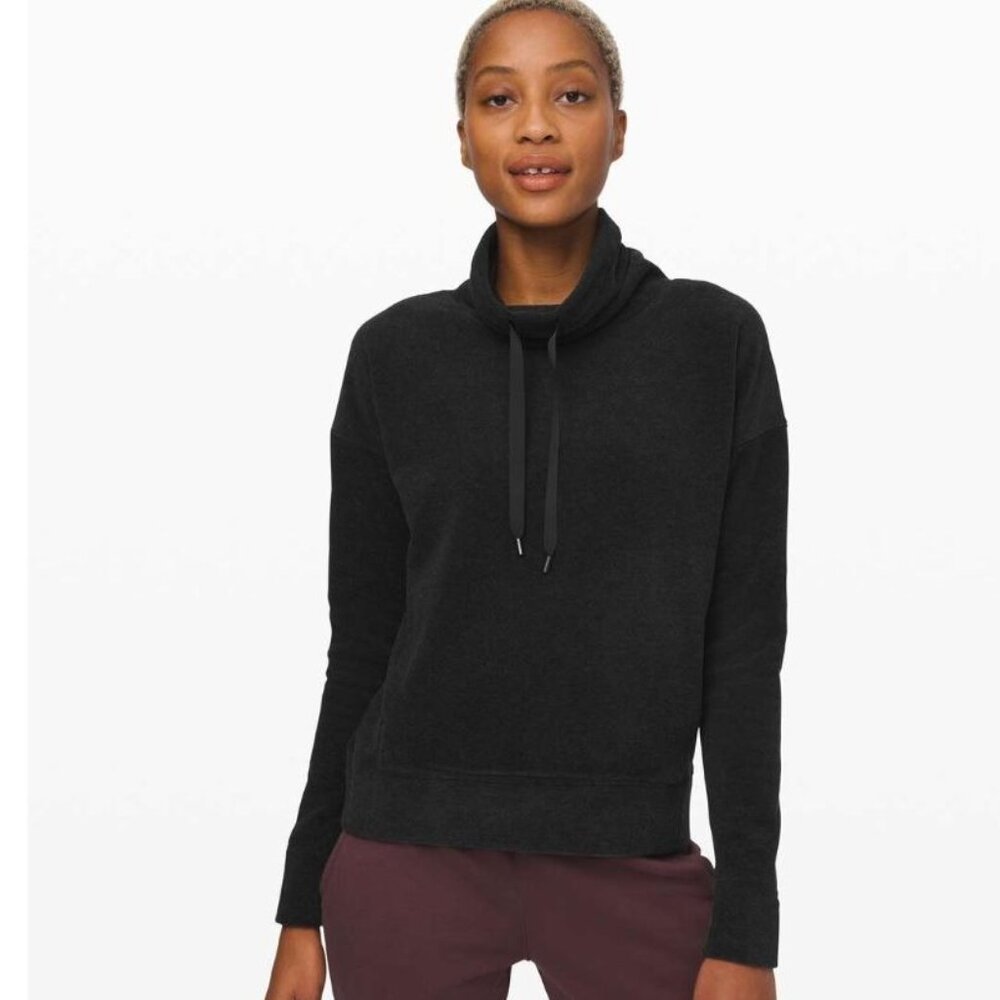 Lululemon Go Forward Fleece Pullover Sweatshirt Top Heathered Gray Black 8